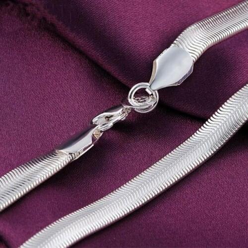 925 Sterling Silver 6mm Flat Snake Chain Necklace For Women Men Fashion Wedding Party Charm Jewelry 16" 18" 20" 22" 24"
