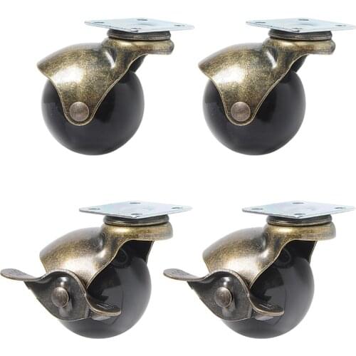 360 Degree Swivel Caster Wheels, Ball Caster Wheels With Top Plate No Noise Wheels For Furniture Cabinets(1.5/2 inch with brake)