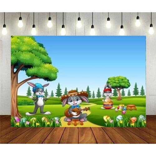 Photo Studio Props Photography Backdrop Happy Easter Decoration Bunny On The Nature Cartoon Vinyl Background