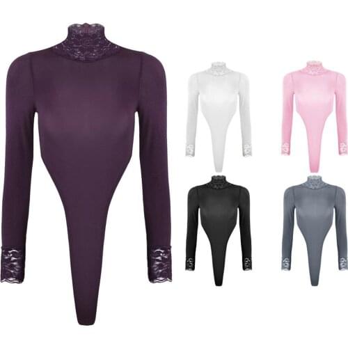 Sexy Womens One Piece Teddy Lingerie Turtleneck High Cut Tank Thong Leotard Bodysuit Romper