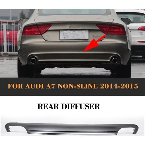 Grey PP car rear lip diffuser spoiler with Exhaust for Audi A7 standard hatchback 4 door 12-15 Non S7 Sline