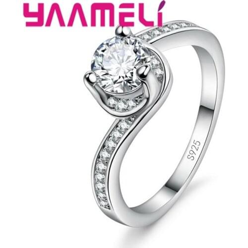 Wedding Proposal Jewelry Ring 925 Sterling Silver Bride Groom Vow Honeymoon Party Ceremony Romantic Style For Lady