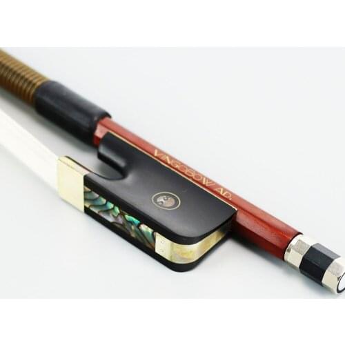 VingoBow 1/4 Szie French Double Bass Bow Natural Horsehair Brazilwood Ebony Frog Nickel Silver Part 310BF 66.5cm Warm Tone