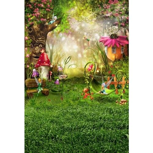 Thumb girl garden background photography digital vinyl wonderland photo backdrop for kids photographic studio accessories lv-563