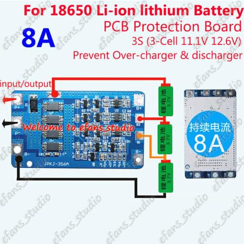 3S 8A 11.1V 12.6V Li-ion lithium 18650 Battery Cell BMS Protection Module PCB Circuit