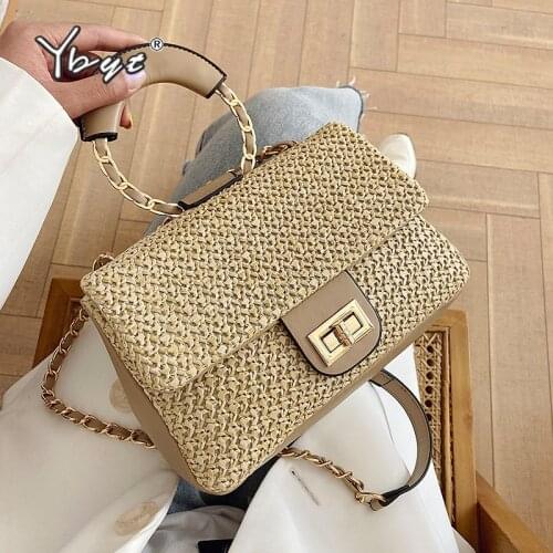 YBYT summer elegant female straw tote bag 2020 fashion weave women designer handbags high quality chain shoulder crssobody bag