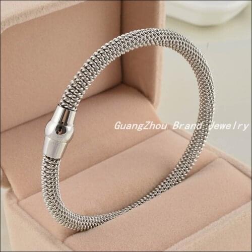 Promotion Sale 316L Stainless Steel Silver color Bracelets Bangles For Girl Women,High Quality Ladys Birthday Jewelry Gift