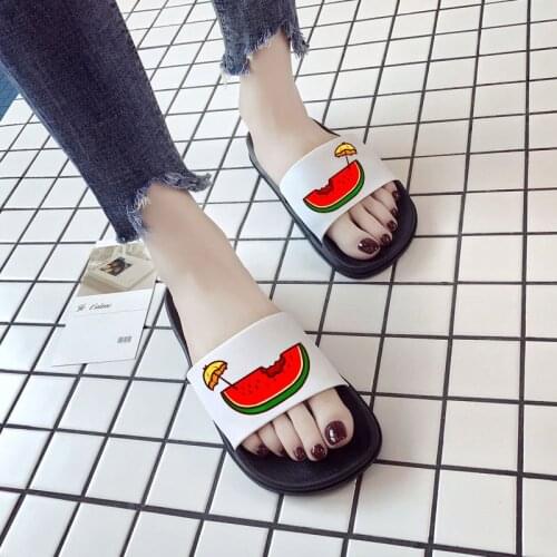 Watermelon Fruit Printed Women Slippers 2021 New Fashion 90s Girls Harajuku Style Slide Sandals Summer Female Slippers