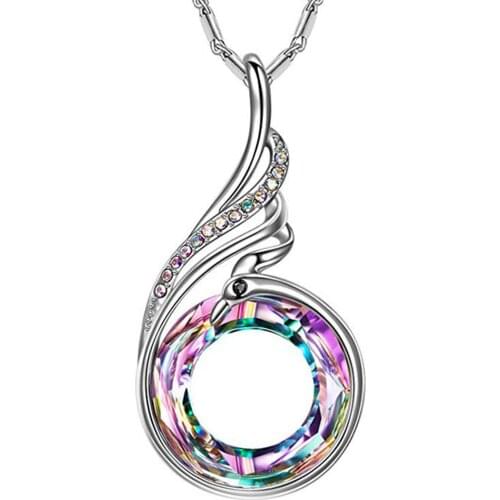 Ladies Fashion Pendant Necklace Creative Fashion Gradient Color Necklace Colorful Crystal Peacock Necklace necklace подвеска