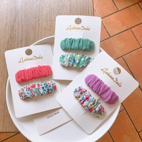 1 Set Folds Embroidery Flowers Fabric BB Clip Flower BB Clip Girl Hair Pins Kids Hair Accessories