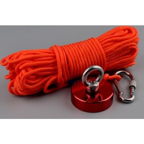 100Kg Red Magnet Strong N52 Neodymium Permanent Magnet Design Magnet Fishing Magnets with 10m Rope Option Magnetic Material Tool