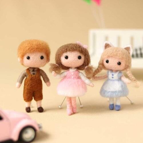 2021 Non finished Boy and Girls Doll Toy Wool Needle felting kits package Handmade DIY at home classic artwork gift for her