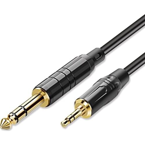 3.5mm 1/8" Male Stereo to 6.35mm 1/4" Male TRS Stereo Audio Cable Gold Plated for iPod, iPhone,Laptop,Home Theater, Amplifiers