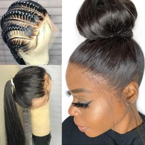 360 Lace Frontal Wig 250% Density Brazilian Virgin Hair Straight Human Hair Wigs For Black Women Pre Plucked With Baby Hair