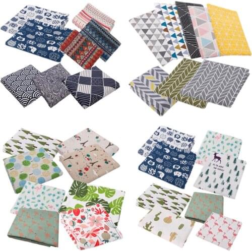 8pcs/Lot 25x20cm Printed Ethnic Lucky Cat Cotton Linen DIY Handwork Sewing Bundle Fabric Patchwork Handmade Craft Fabric Cloth
