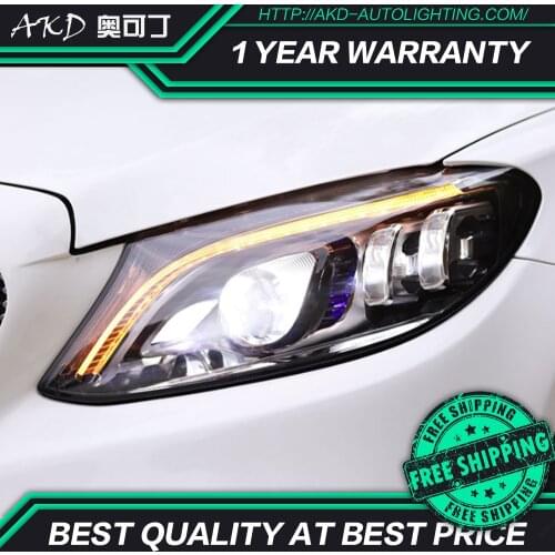 AKD Car Styling Head Lamp for Benz W205 Headlights 2014-2020 C180 C200 C260 C300 All LED Headlight LED DRL Auto Accessories
