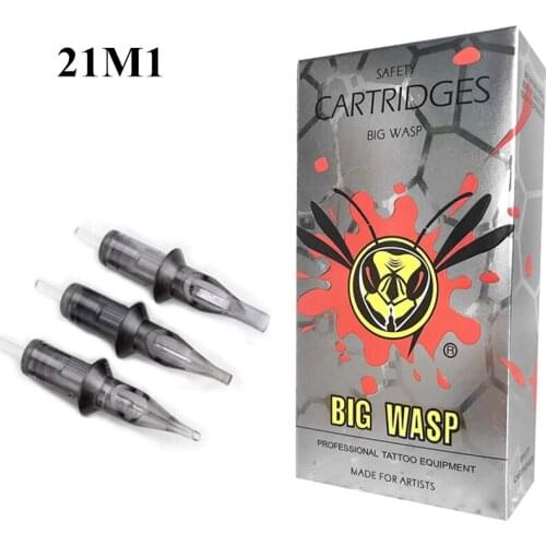 BIGWASP Evolved Gray Disposable Sterilized Safety 21M1 Tattoo Cartridges Needle (21 Single Stack Magnum) 20pcs/box