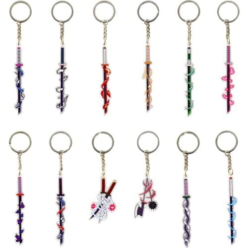 Anime Demon Slayer Rengoku Kyoujurou Tanjirou Nezuko Zenitsu Inosuke Hashira Nichirin Sword blade figure keychain pendant P3