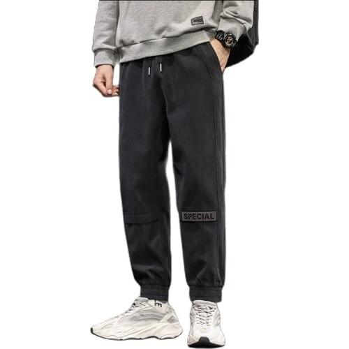 Cargo Han Edition Tide Joker Ins Leisure Long Pants Men Age Season Beam Foot Sweatpants Popular Logo Overalls