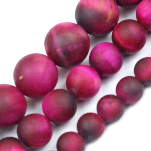 Natural Matte Rose Red Tiger Eye Stone Beads Round Loose Beads For Jewelry Making DIY Bracelet Accessories 4/6/8/10/12MM