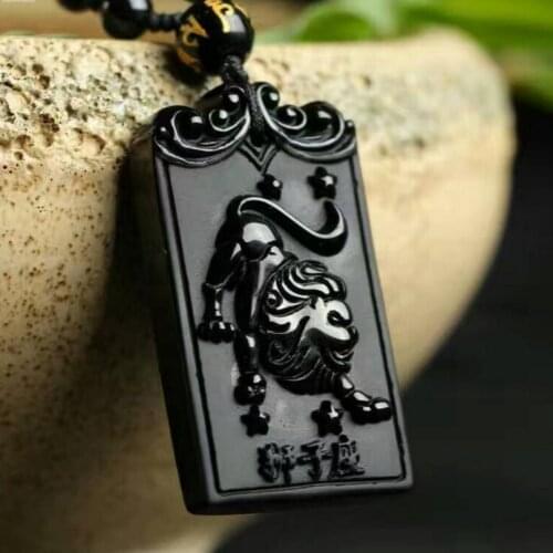 RONGDE Black Obsidian 12 constellation Necklace Pendant Jade Pendant Jade Jewelry Fine Jewelry