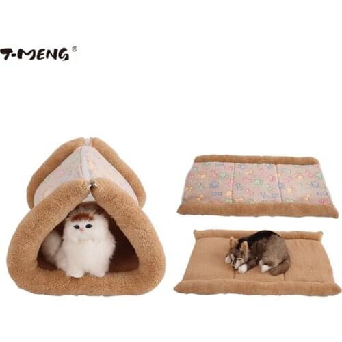 T-MENG 2 in 1 Pet Cat Bed Puppy House Soft Fleece Dog Bed Blankets For Fall and Winter Warm Nest Kennel Chihuahua Cat Mats 825