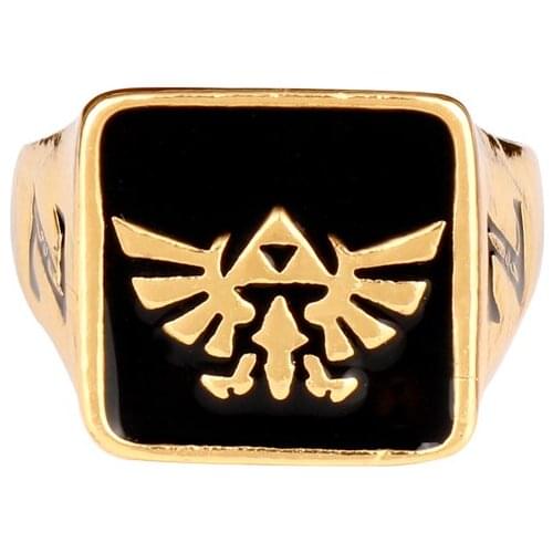 Dongsheng Game Triforce Square Rings Hip Hop Style Gold Color Enamel For Men Woman Jewelry -25