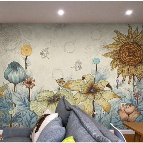 Photo wallpaper 3D watercolor flowers mural non-woven the living room sofa TV background lounge wallpaper mural