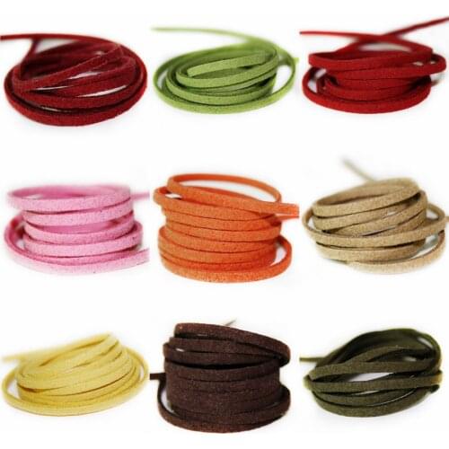 Hot Sale Mixed Colour 3mm Flat Faux Suede Korean Velvet Leather Cord string Rope Thread Lace Findings