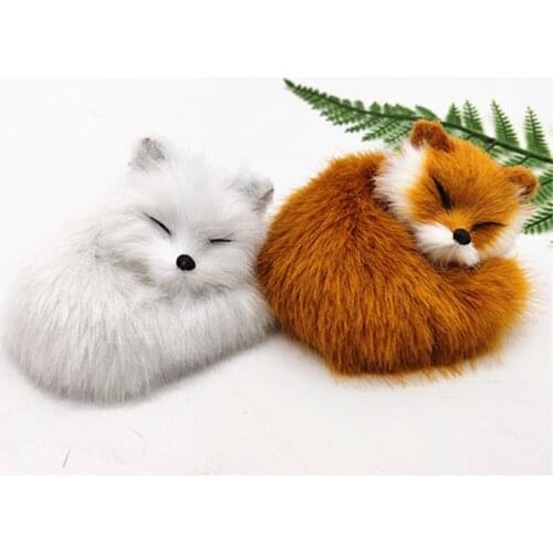 2 colors Simulation fox ornaments for home decoration furs fox plush toy Birthday Gift Polyethylene Furs Squatting Model Toys