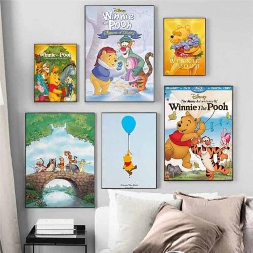Canvas Painting Winnie The Pooh Cartoon Disney Anime Movie Posters and Prints Wall Art Picture for Living Room Home Decoration