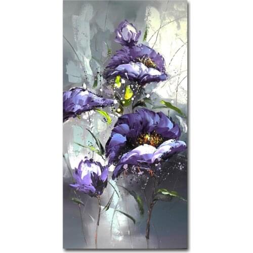 Muzagroo Art Hand Painted Red Flowers Paintings for Living Room Original Wall Art Decor 3 Panels Floral Art for Wall Home Decor