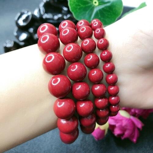 Classic Cinnabar Bracelet for Men and Women High Content Cinnabar Bracelet Natural Raw Ore Cinnabar Beads