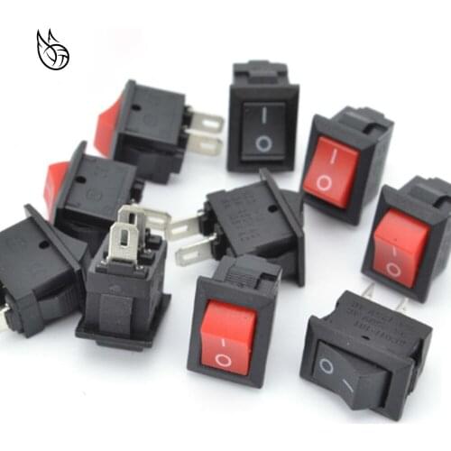 10Pcs Push Button Switch 10x15mm SPST 2Pin 3A 250V KCD11 Snap-in On/Off Boat Rocker Switch 10MM*15MM Black Red and White