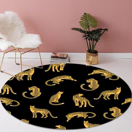 Cartoon Leopard Round Carpet Girl Bedroom Decoration Soft Child Rug For Tent Floor Mat Living Room Computer Chair Non-slip Mat
