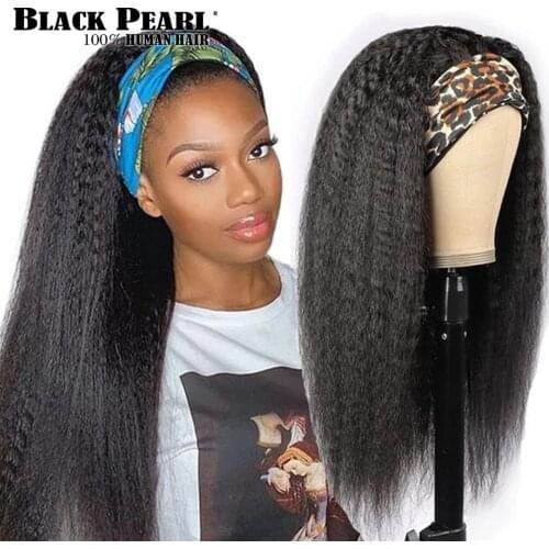 Kinky Straight Headband Wig Human Hair Glueless Half Wig With Head band Brazilian Yaki Headband Human Hair Wigs For Black Women