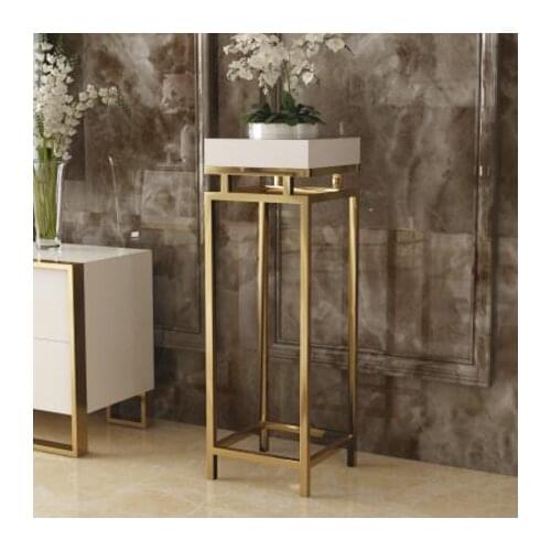 Light luxury corner several stainless steel gold-plated flower frame post-modern living room decorative frame plant flower stand