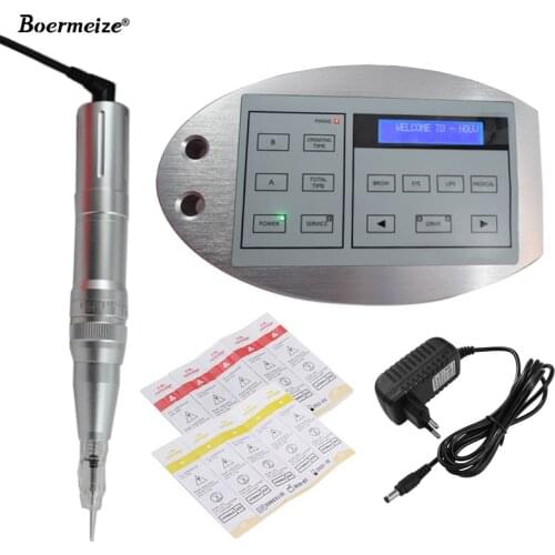 Tattoo Machine Digital Intelligent Permanent Makeup Eyebrow Lip Machine Kit Swiss Motor Tattoo Gun Power Supply Tattoo Needles
