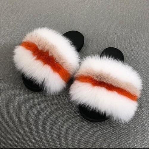 Fur slide for women cut Slippers Fluffy Sliders Plush Furry Summer Flats Sweet Ladies Shoesfuzzy sandals slides Wetpersons cool