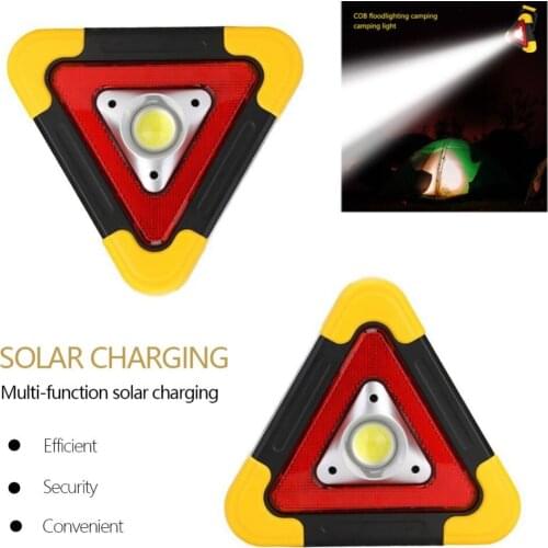 Multi-Function Solar or USB Charging LED Work Light Triangle Warning Emergency Light Portable Floodlight Spotlight Camping Lamp