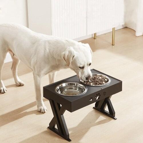 Anti-Slip Elevated Double Dog Bowls Stainless Steel Water Food Container Feeder