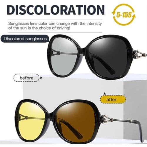 New Retro Women Sunglasses Polarized Driving Photochromic Day Night Vision Goggle Glasses Women UV400 with Diamond Eyewear S8847