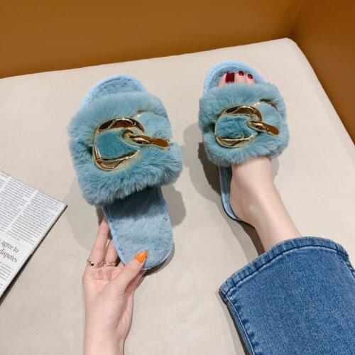 2021 spring new couple home floor cotton slippers home non-slip fur slippers ladies plus size slippers