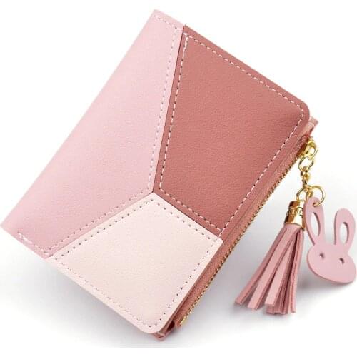 New Patch Short Women Wallets Cute Zipper Candy Color Wallet Female Small Women Zipper Purse Card Holder Cartera Mujer
