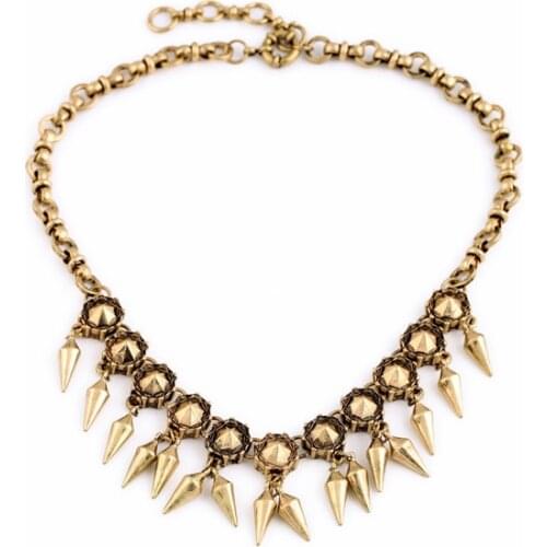 Bulk Price Zinc Aolly Jewellery For Sale Necklace With Spike Tassel Vintage Style