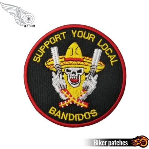 Wholesale Support Your Local Bandidos Patches Biker Embroidered Iron Or Sew On Embroidered Patches Free Shipping