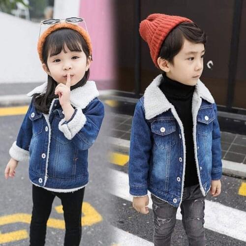 Autumn Winter Baby Girl Denim Jacket Warm Plus velvet thicken Toddler Boys Outerwear cowboy jacket Kids Infant Girl denim jacke