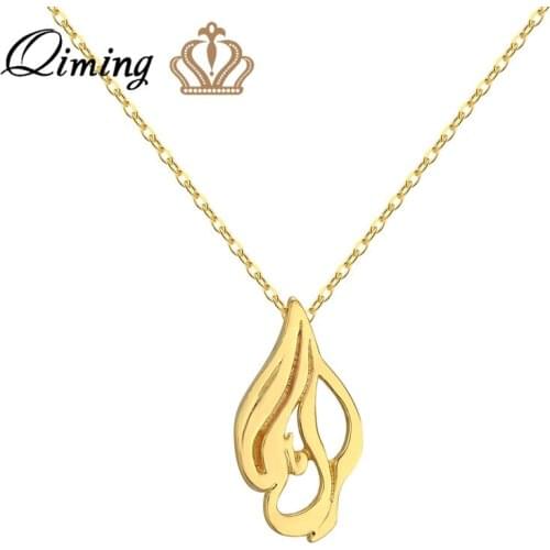 QIMING Allah Religious Women Necklace Ayat Surah Doa Quran Kuran Ramadan Eid al-Fitr Moselman Name Muslim God Necklaces