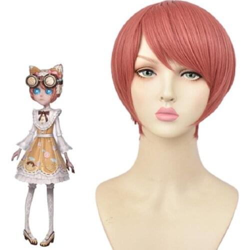 Identity V Cosplay Wig Mechanic Tracy Reznik wig Candy Girls Orange Pink Short Synthetic Hair Wigs + wig cap