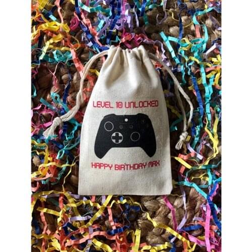 Personalized Video Game Controller Party Favor Bag custom birthday muslin Survival Kit bags groomsman recovery kit hangovers bag